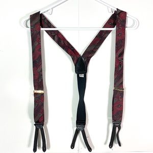 ESSENTIA 100% silk black and red suspenders